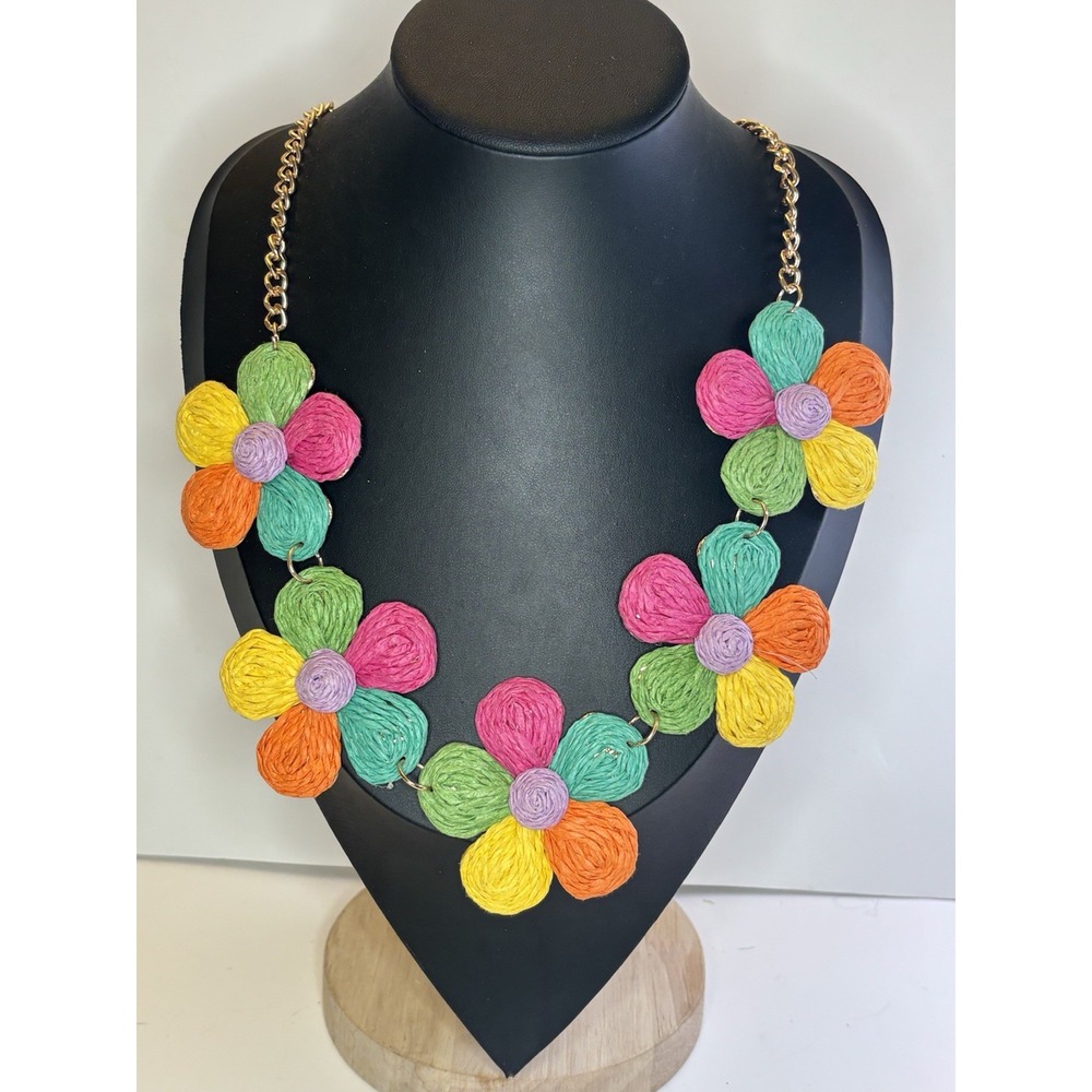 Large Flower Statement Necklace Cato 1946 Colorful Floral 24" Adjustable